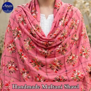 Handmade Pink Embroided Shawl