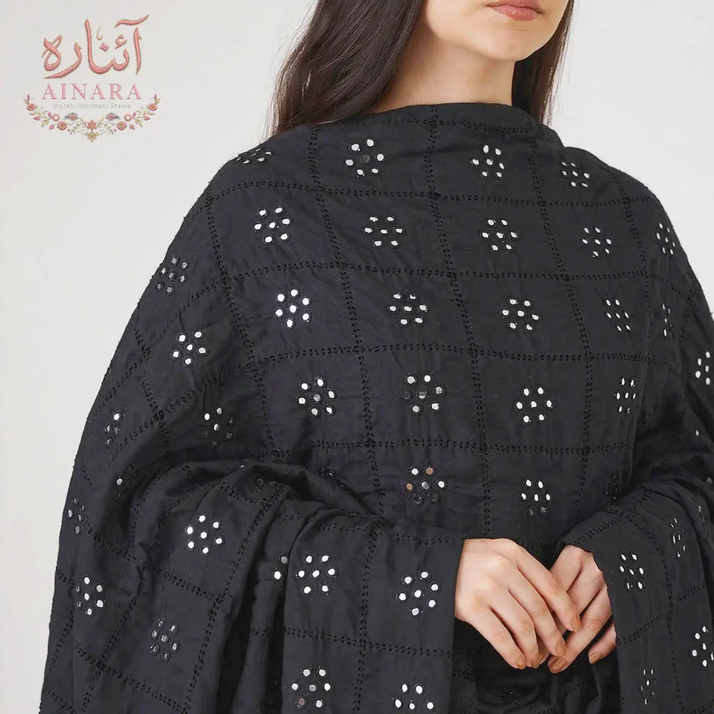 Handmade Black Mirrors Shawl