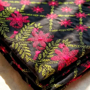 Gul-e-Bahar Multani Handmade Shawl Premium Georgette Stuff | Handmade Kacha Tanka Embroidery
